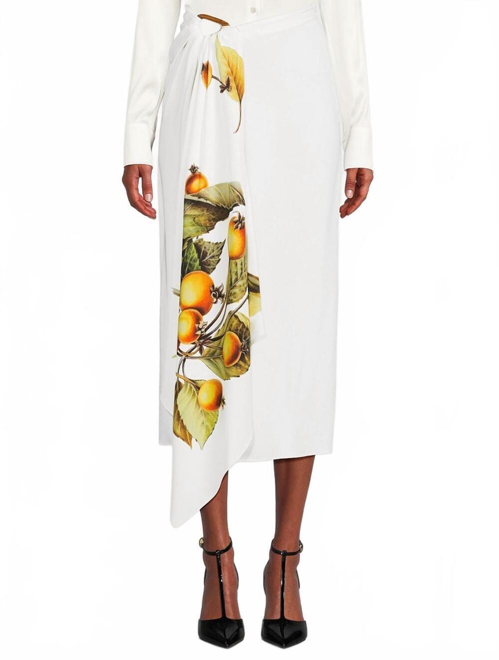 NEW SALVATORE FERRAGAMO asymmetrical draped skirt in bone
